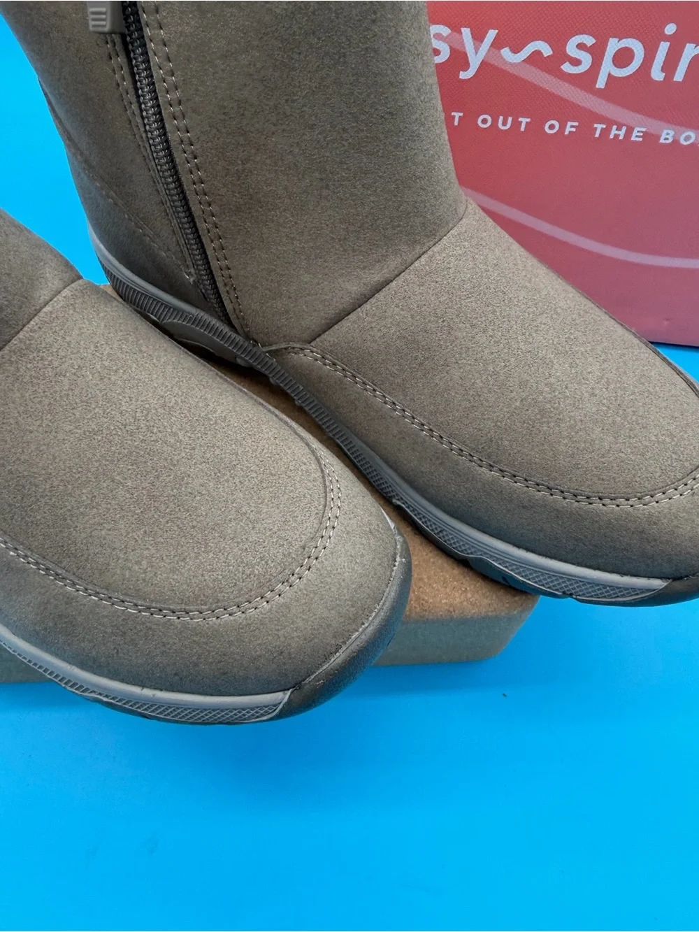 Easy Spirit Taupe Faux-Shearling Winter Ankle Boots Womens 7.5